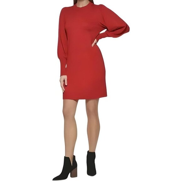 Vince Camuto Balloon Sleeve Sweater Dress Spice S NWT - Picture 1 of 10